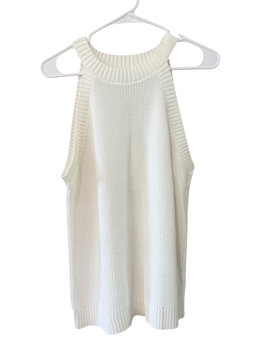 Old Navy Cream Ribbed Knit Halter Tank Top